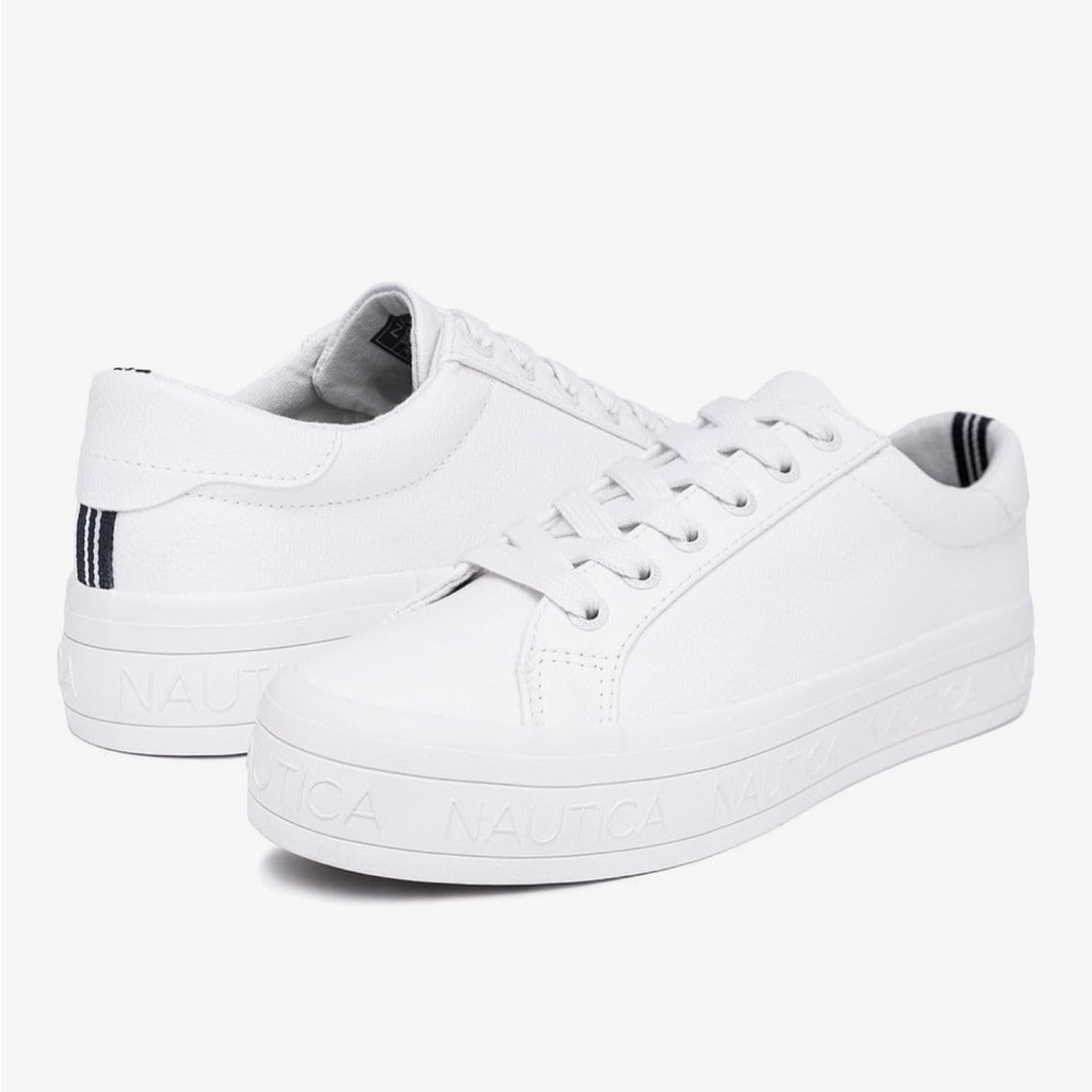 Nautica Classic White Lace-Up Sneaker Shoes
